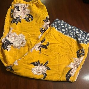 LOFT Yellow Floral Ankle Pants